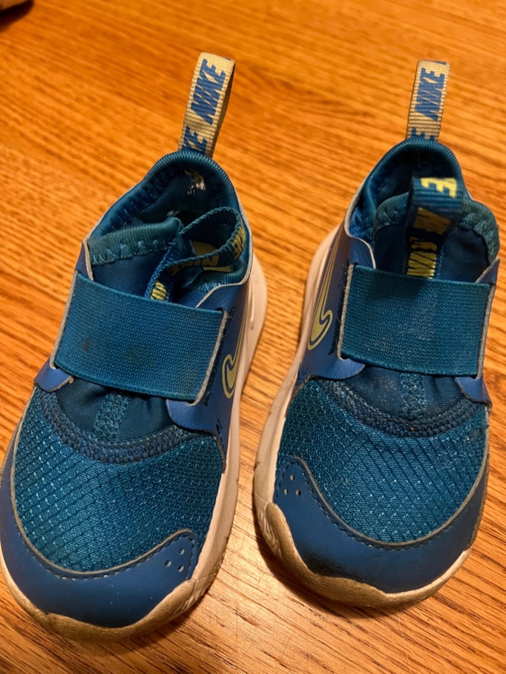 Nike Kids' Teal Blue Slip-On Sneakers with Hook-and-Loop Strap